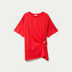 T-shirt &agrave; fronces avec bijou rouge femme