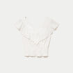 Blouse cintr&eacute;e cropped sans manches ecru femme