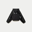 Coupe-vent oversize cropped bi-mati&egrave;re noir femme