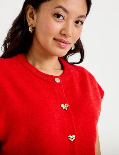Gilet ample sans manches rouge femme