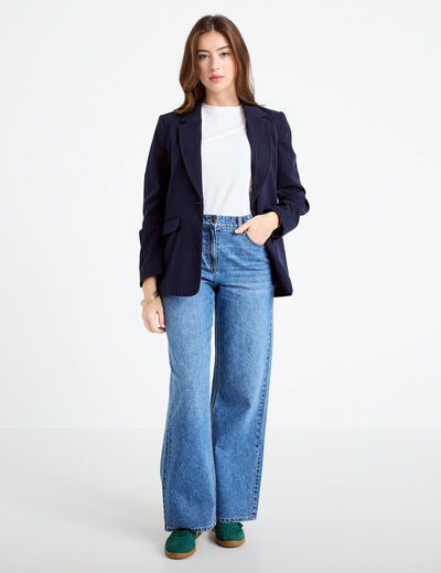 Jean wide leg taille standard denim stone femme