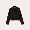 Veste droite courte col classique noir femme