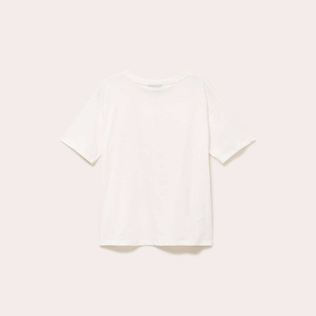 T-shirt col rond manches courtes ecru femme