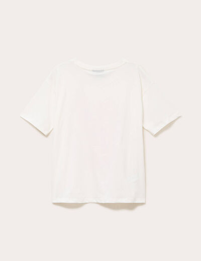 T-shirt col rond manches courtes ecru femme
