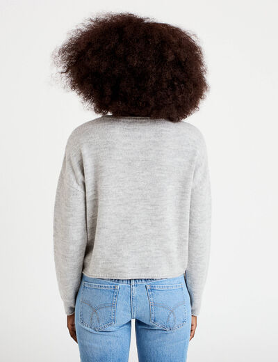 Pull manches longues gris clair femme