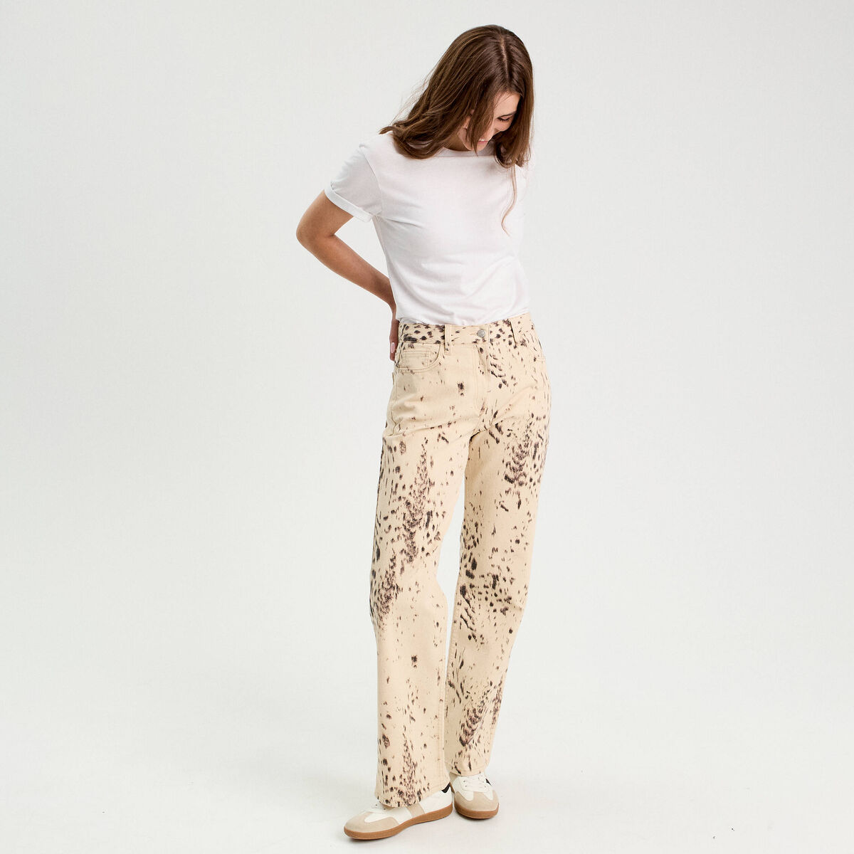 Pantalon droit marron fonc&eacute; femme