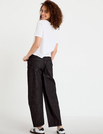 Jean barrel cropped taille standard denim noir femme