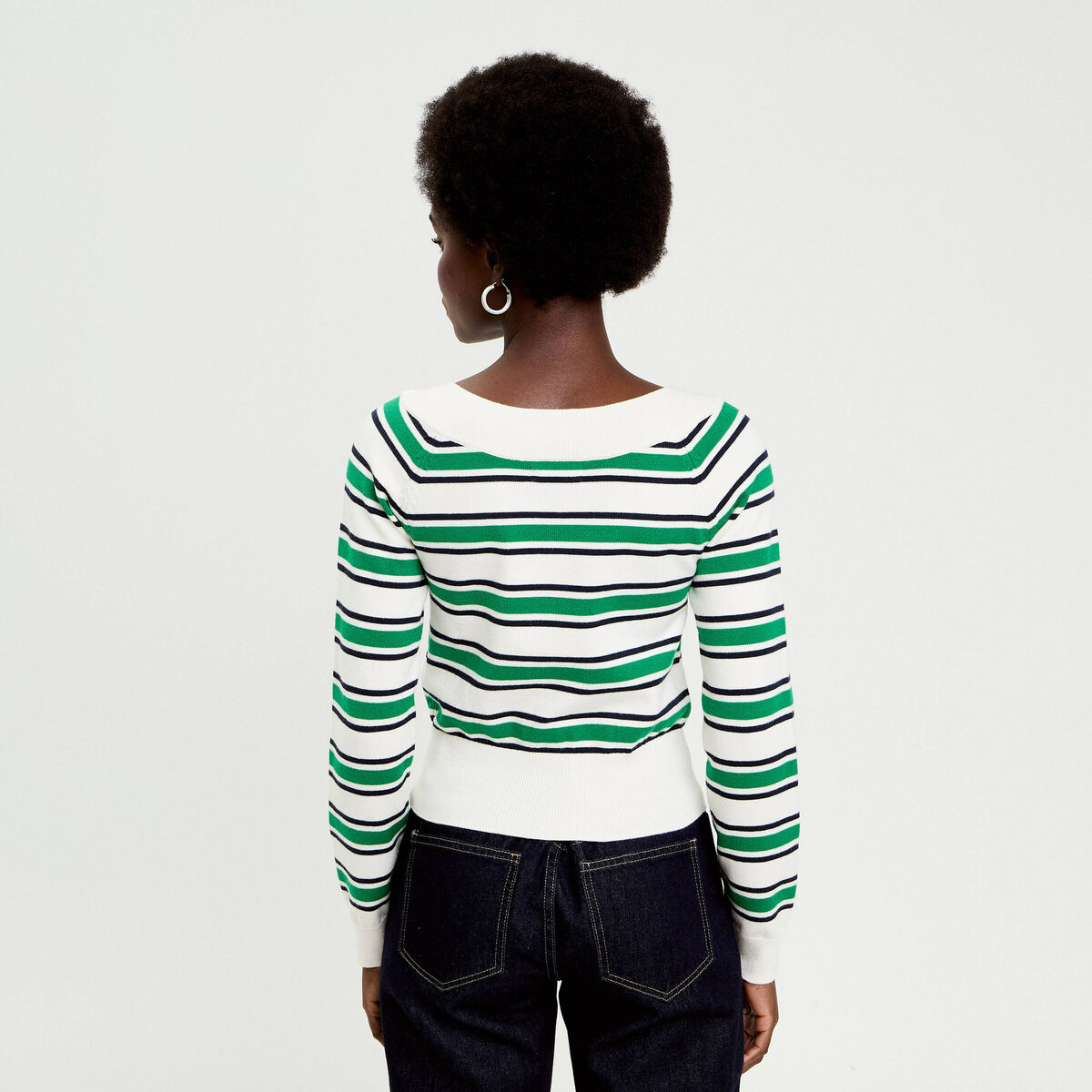 Gilet col bateau vert femme