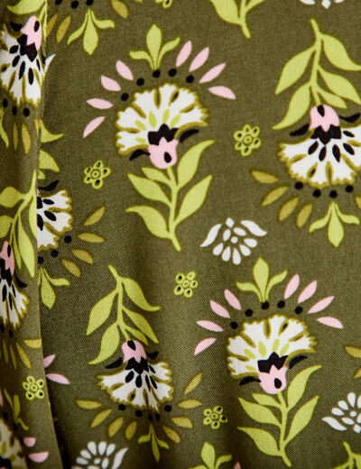 Robe longue manches courtes vert femme