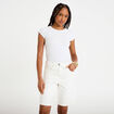 Bermuda en jean denim blanc femme