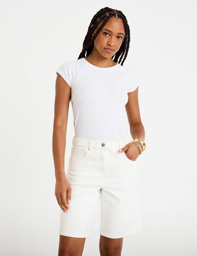 Bermuda en jean denim blanc femme