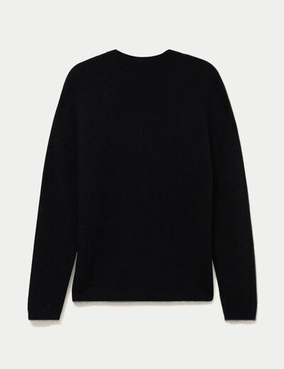 Pull col v manches longues noir femme