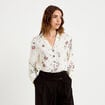 Blouse col chemise manches longues blanc femme