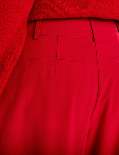 Pantalon barrel taille standard rouge femme