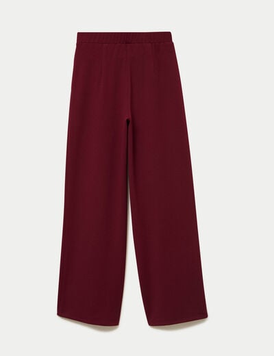 Pantalon large ceinture bijou bordeaux femme