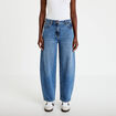 Jean barrel cropped taille standard bleu gris femme
