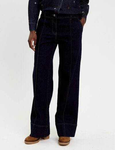 Jean wide leg taille standard denim brut femme