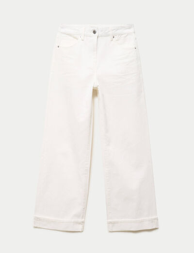 Jean wide leg taille haute ecru femme