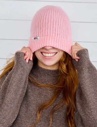 Bonnet rose clair femme