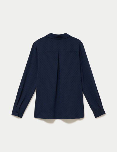 Blouse droite manches longues bleu marine femme