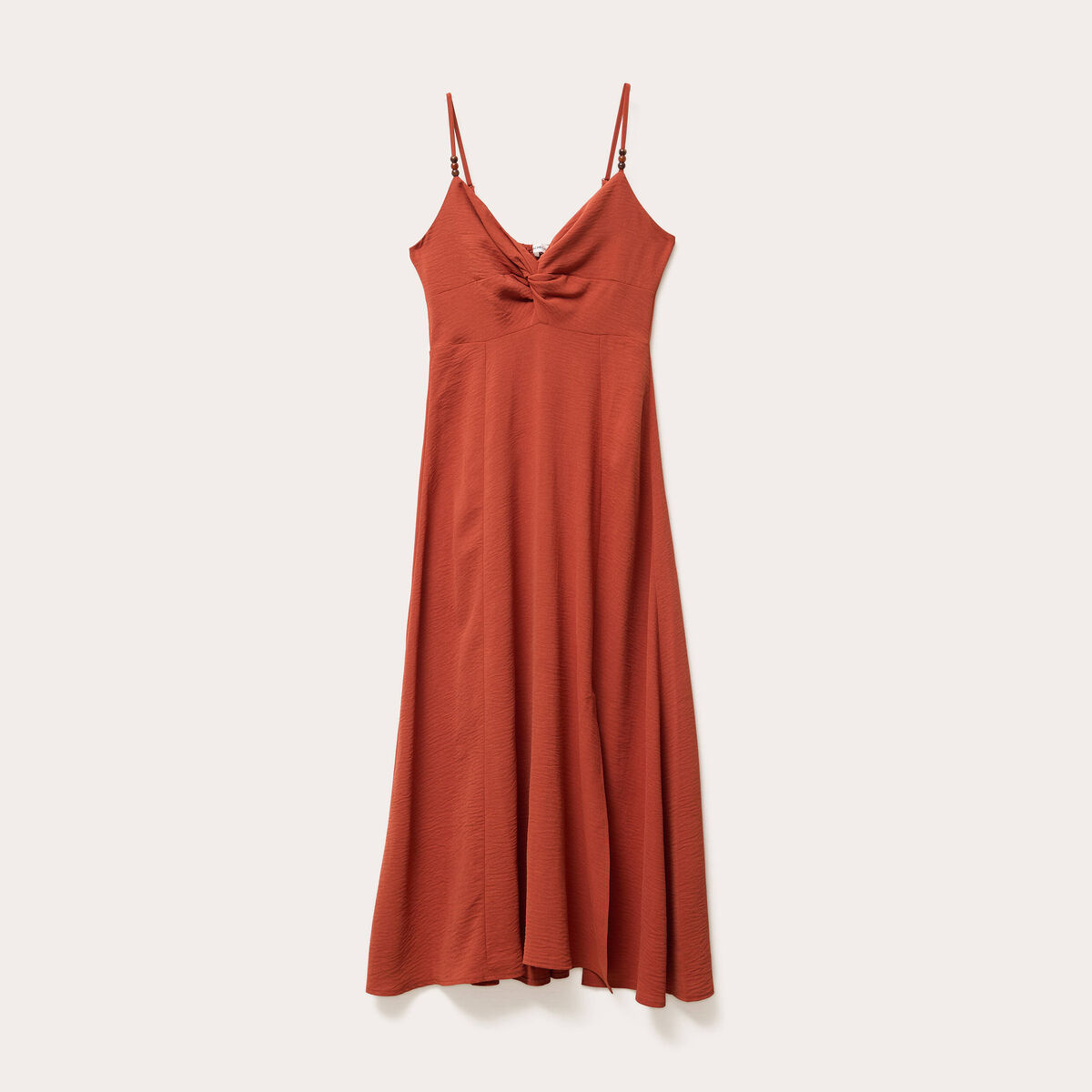 Robe longue &eacute;vas&eacute;e fendue orange fonc&eacute; femme