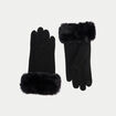 Gants fausse fourrure noir femme