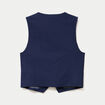 Gilet jean cintr&eacute; cropped sans manches denim brut femme