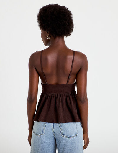 D&eacute;bardeur d&eacute;tail crochet marron fonc&eacute; femme