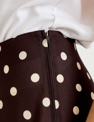 Jupe &eacute;vas&eacute;e 3/4 en dentelle marron femme