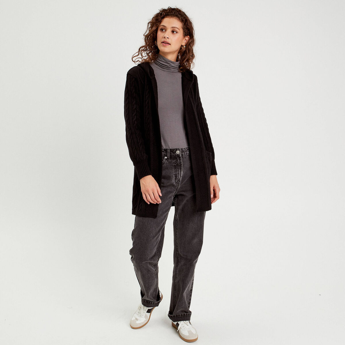Gilet manches longues noir femme