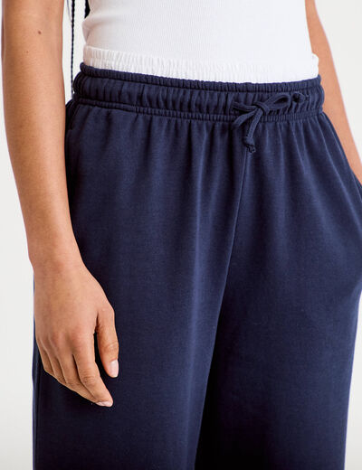 Pantalon large style jogging bleu marine femme