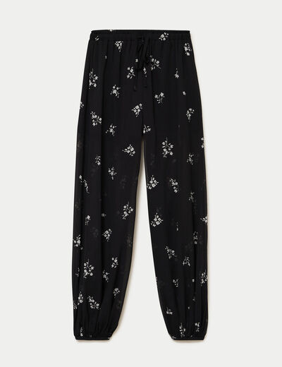 Pantalon large en voile taille standard noir femme
