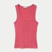 D&eacute;bardeur c&ocirc;tel&eacute; col rond rose framboise femme