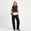 Pull chemise 2-en-1 marron fonc&eacute; femme