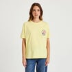 T-shirt bouclettes manches courtes jaune pastel femme