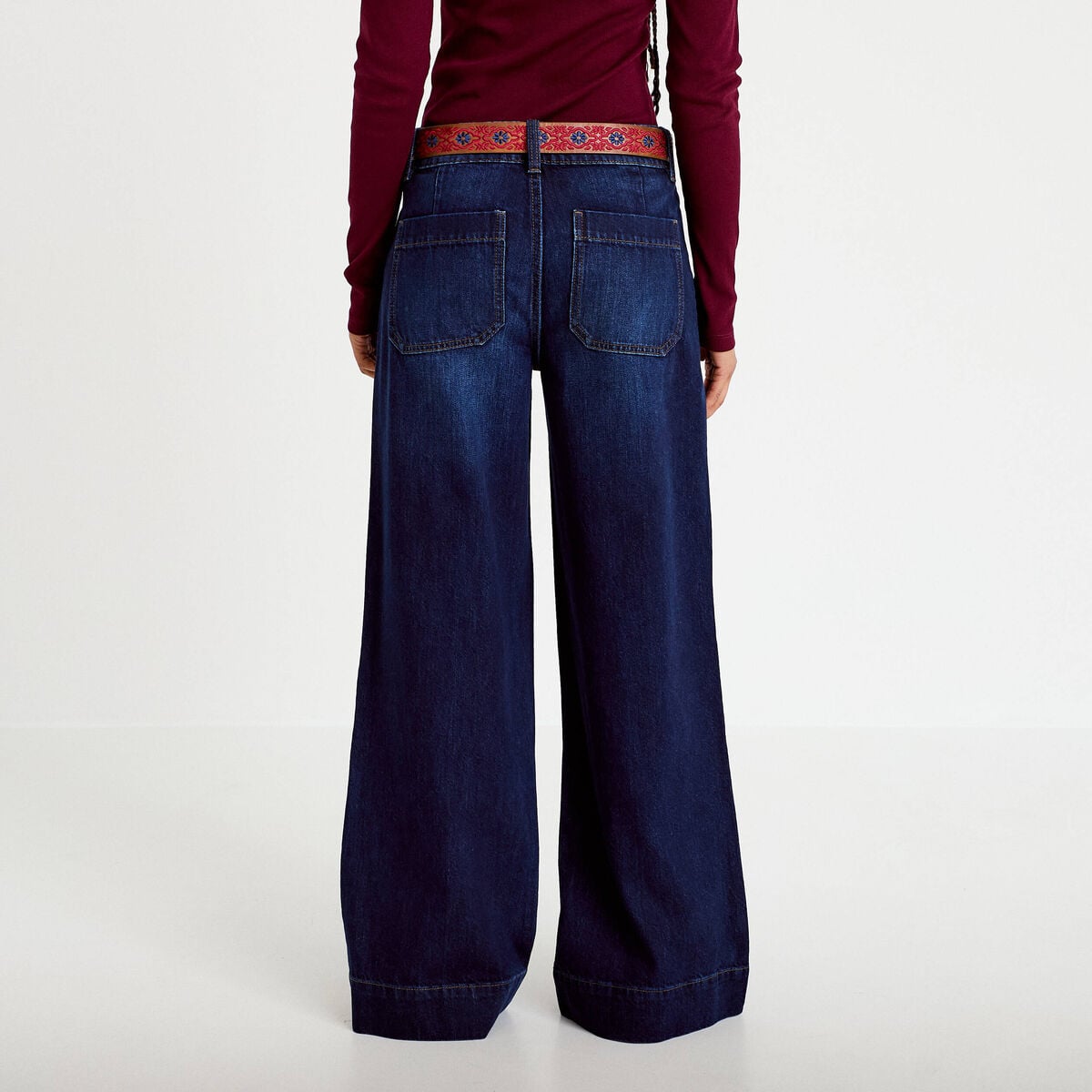 Jean bootcut ceinture amovible denim brut femme