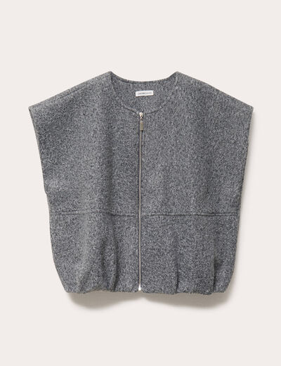 Gilet oversize sans manches col rond gris clair femme