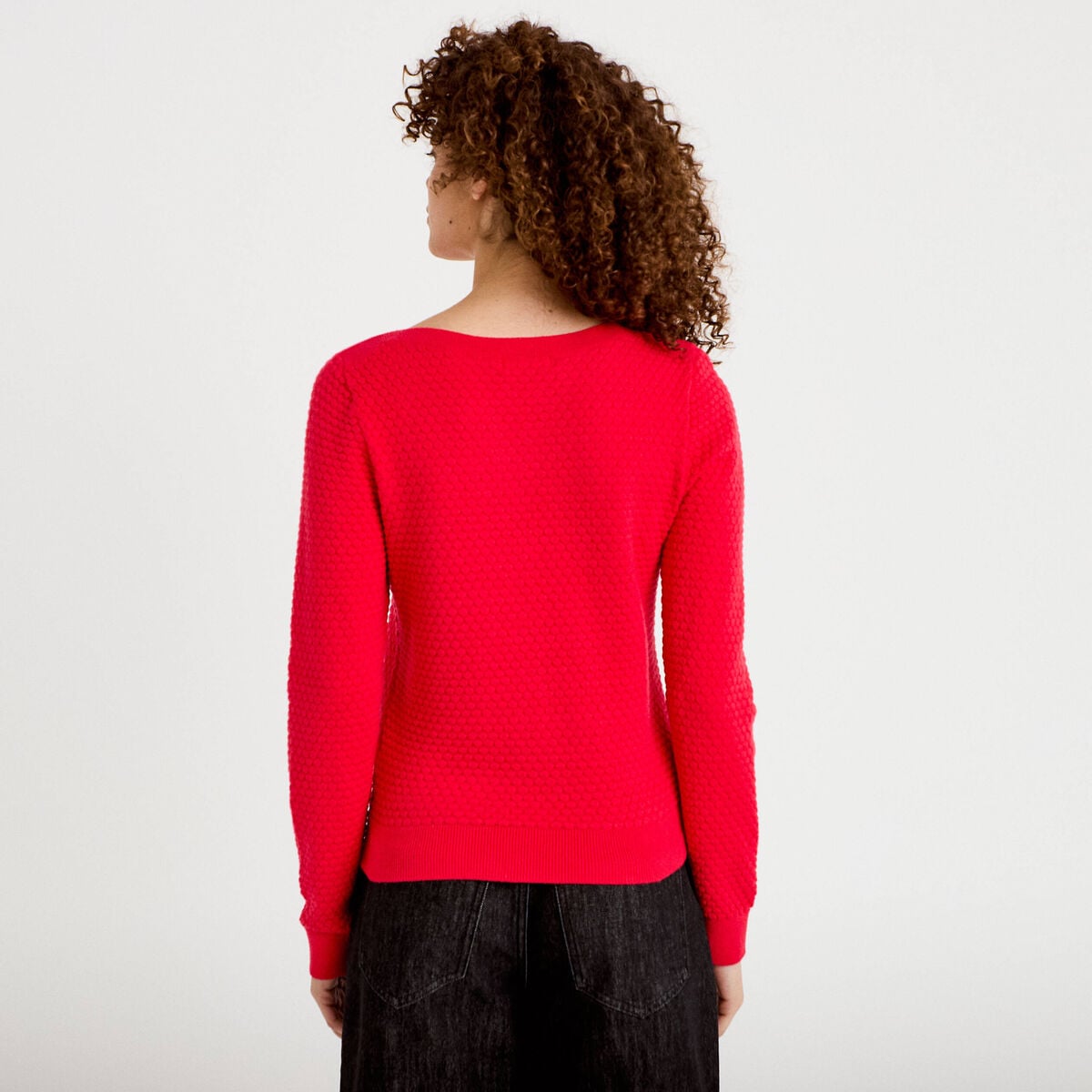 Pull col bateau rouge femme