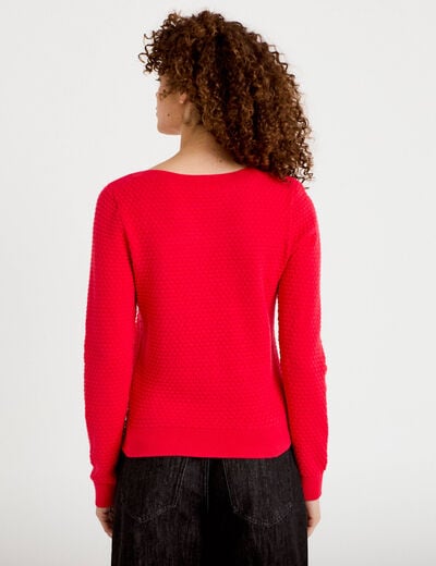 Pull col bateau rouge femme