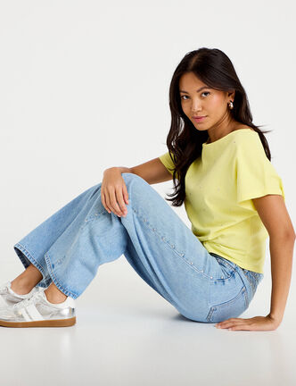 Jean d&eacute;tails clout&eacute;s denim bleach femme