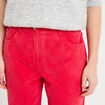 Pantalon droit en velours rouge femme