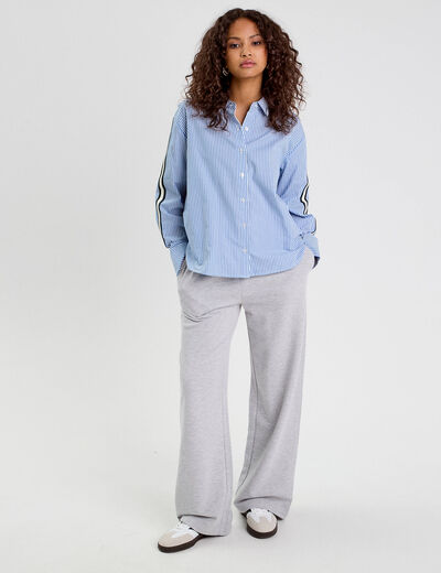 Chemise manches longues bleu femme