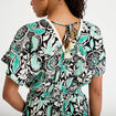 Robe &eacute;vas&eacute;e 3/4 col v manches courtes noir femme
