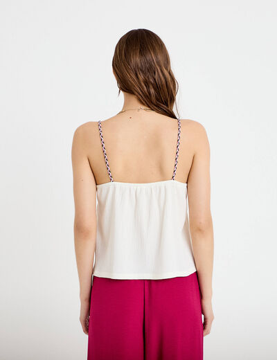 D&eacute;bardeur ajust&eacute; d&eacute;tail broderie ecru femme