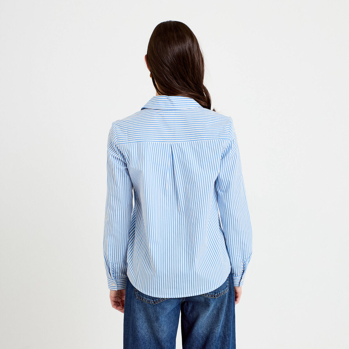 Chemise col classique bleu femme