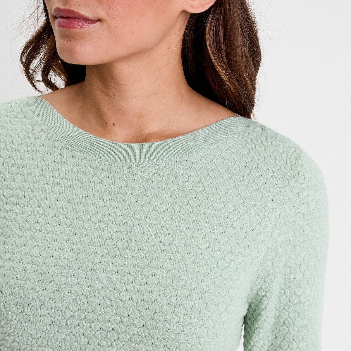 Pull col bateau vert pastel femme