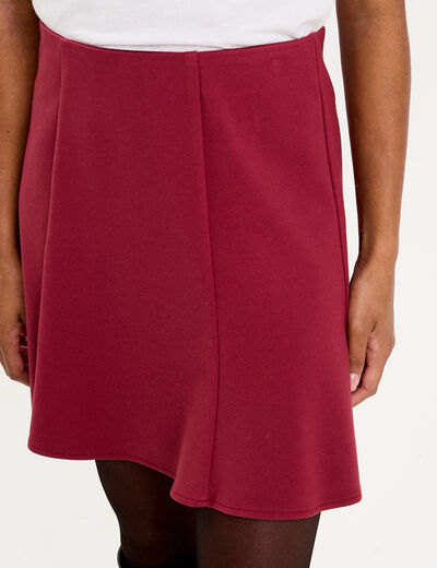 Jupe courte &eacute;vas&eacute;e stretch rouge fonc&eacute; femme