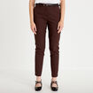 Pantalon cigarette ceintur&eacute; marron fonc&eacute; femme