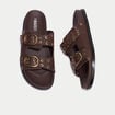 Mules d&eacute;tails clout&eacute;s marron fonc&eacute; femme