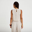 Blouse droite sans manches pliss&eacute;e creme femme